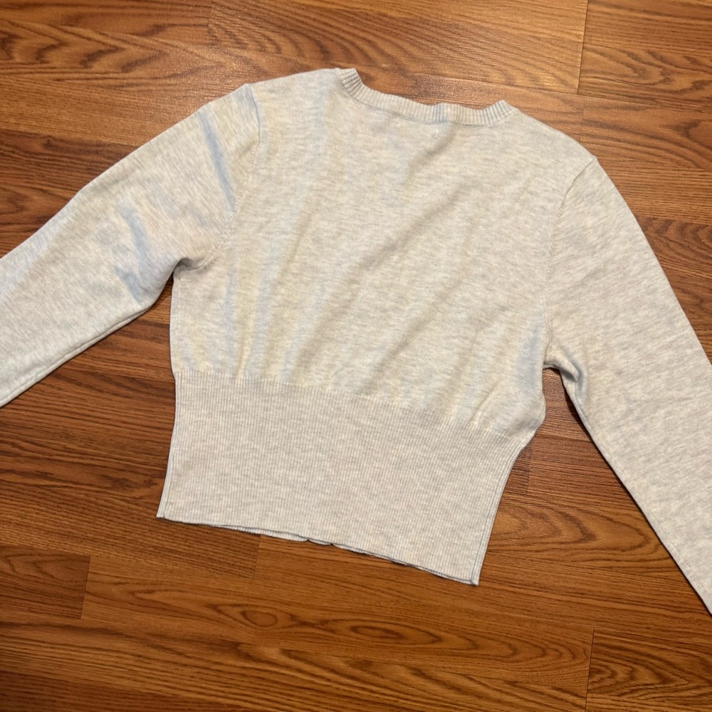 American Eagle Light Gray Button-Front Cardigan - image 2